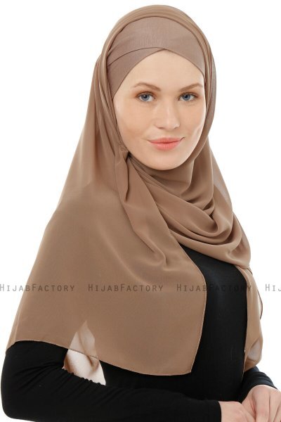 Alara Cross - Mörk Taupe One Piece Chiffon Hijab