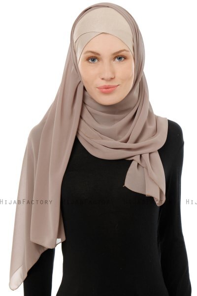 Alara Cross - Ljus Taupe One Piece Chiffon Hijab