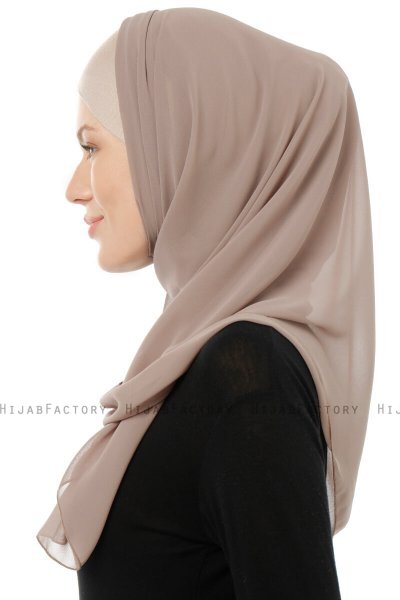 Alara Cross - Ljus Taupe One Piece Chiffon Hijab