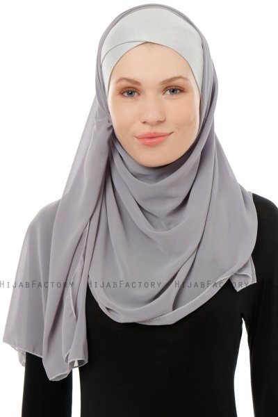Alara Cross - Mörkgrå One Piece Chiffon Hijab