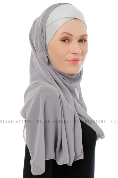 Alara Cross - Mörkgrå One Piece Chiffon Hijab