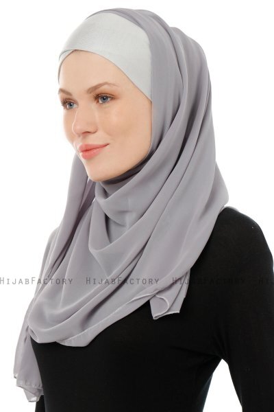 Alara Cross - Mörkgrå One Piece Chiffon Hijab