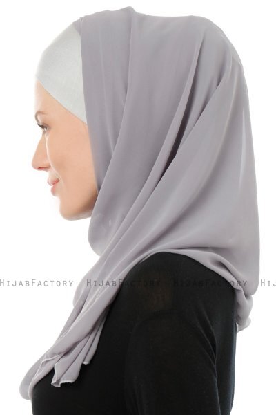 Alara Cross - Mörkgrå One Piece Chiffon Hijab