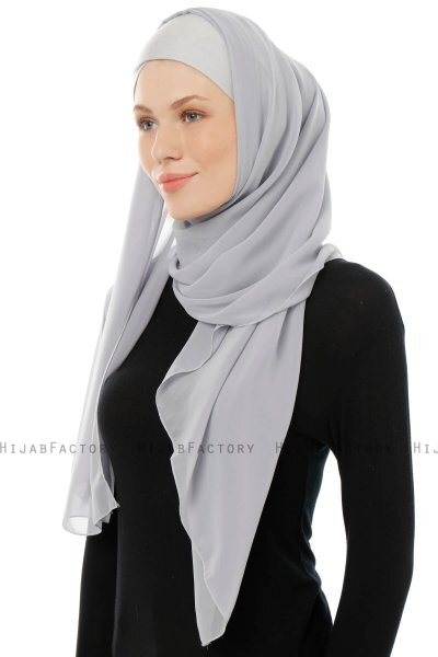 Alara Cross - Ljusgrå One Piece Chiffon Hijab