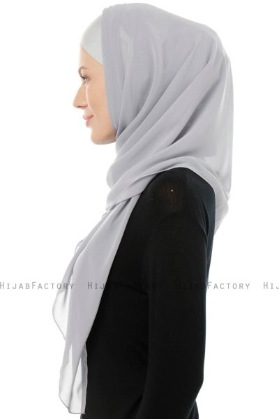 Alara Cross - Ljusgrå One Piece Chiffon Hijab