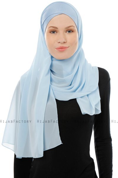 Alara Cross - Ljusblå One Piece Chiffon Hijab