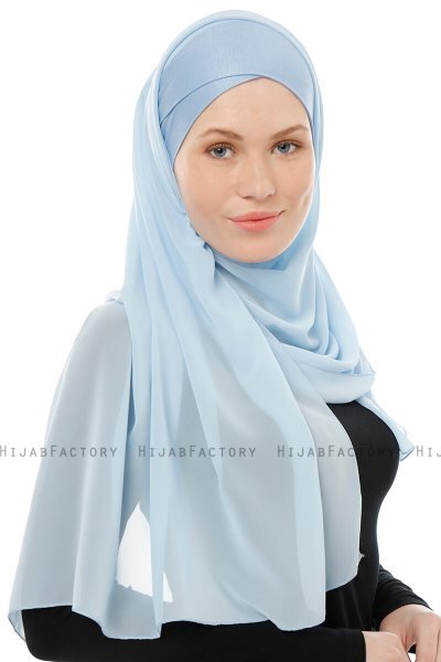 Alara Cross - Ljusblå One Piece Chiffon Hijab