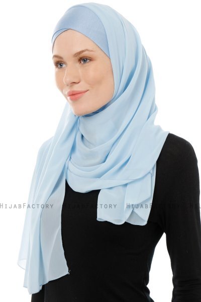 Alara Cross - Ljusblå One Piece Chiffon Hijab