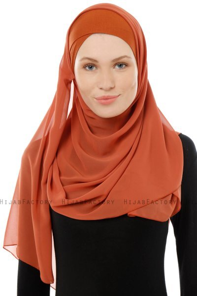 Alara Cross - Tegelröd One Piece Chiffon Hijab