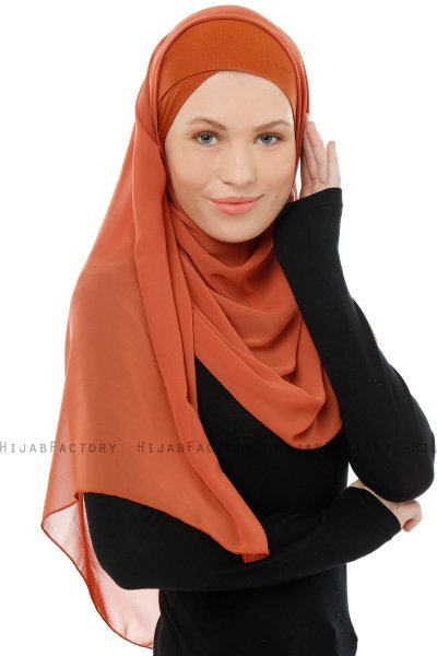 Alara Cross - Tegelröd One Piece Chiffon Hijab