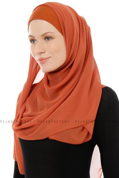 Alara Cross - Tegelröd One Piece Chiffon Hijab