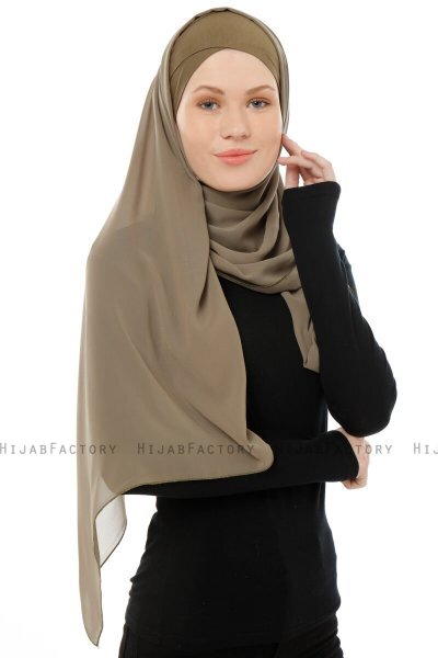 Alara Cross - Olivgrön One Piece Chiffon Hijab