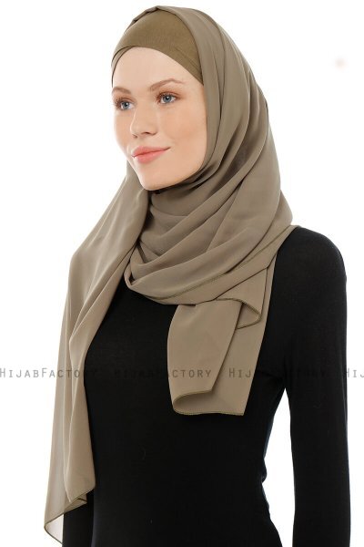 Alara Cross - Olivgrön One Piece Chiffon Hijab