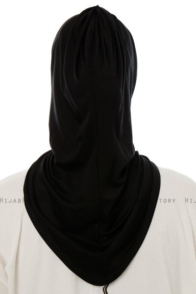 Isra Plain - Svart One-Piece Viskos Hijab
