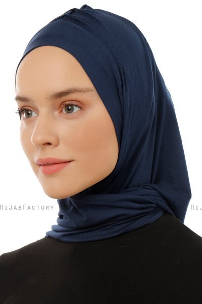Isra Plain - Marinblå One-Piece Viskos Hijab