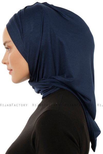 Isra Plain - Marinblå One-Piece Viskos Hijab