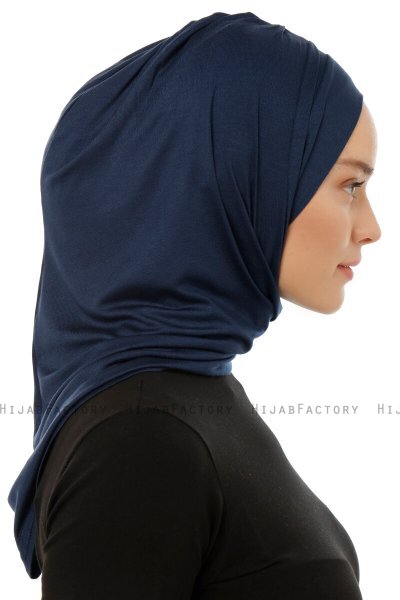 Isra Plain - Marinblå One-Piece Viskos Hijab