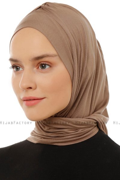 Isra Plain - Mörk Taupe One-Piece Viskos Hijab
