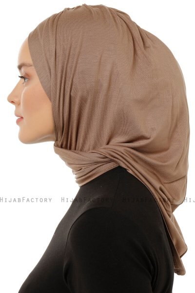 Isra Plain - Mörk Taupe One-Piece Viskos Hijab