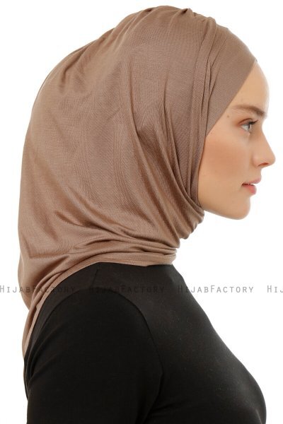 Isra Plain - Mörk Taupe One-Piece Viskos Hijab