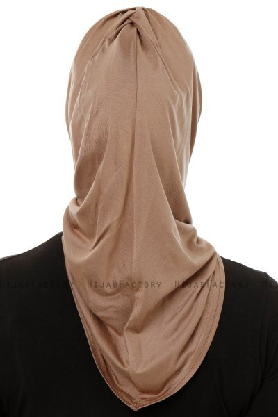 Isra Plain - Mörk Taupe One-Piece Viskos Hijab