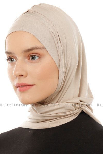 Isra Plain - Ljus Taupe One-Piece Viskos Hijab