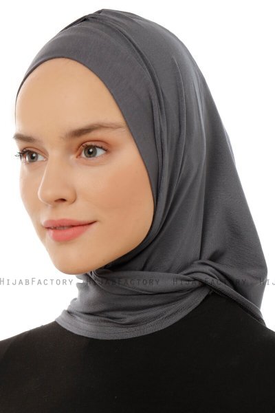 Isra Plain - Mörkgrå One-Piece Viskos Hijab