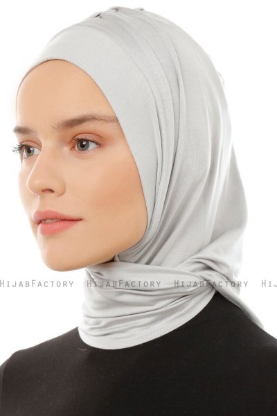 Isra Plain - Ljusgrå One-Piece Viskos Hijab
