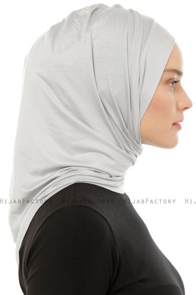 Isra Plain - Ljusgrå One-Piece Viskos Hijab