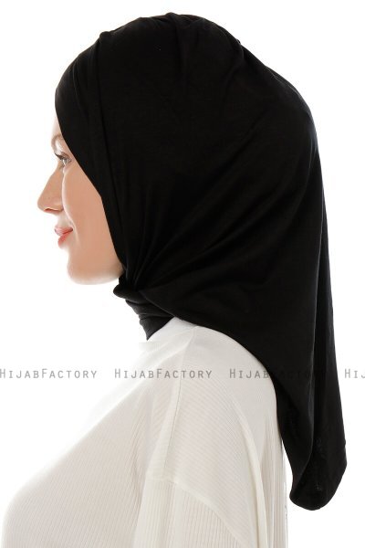 Isra Cross - Svart One-Piece Viskos Hijab