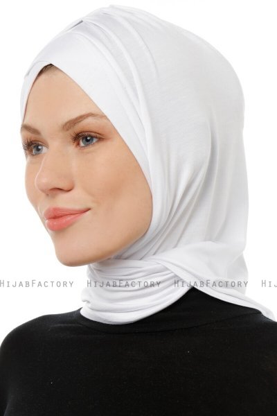 Isra Cross - Vit One-Piece Viskos Hijab