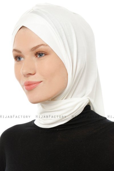 Isra Cross - Creme One-Piece Viskos Hijab