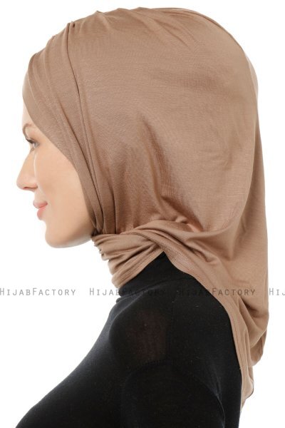 Isra Cross - Mörk Taupe One-Piece Viskos Hijab