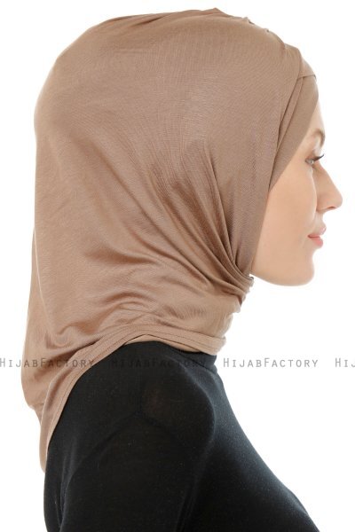 Isra Cross - Mörk Taupe One-Piece Viskos Hijab