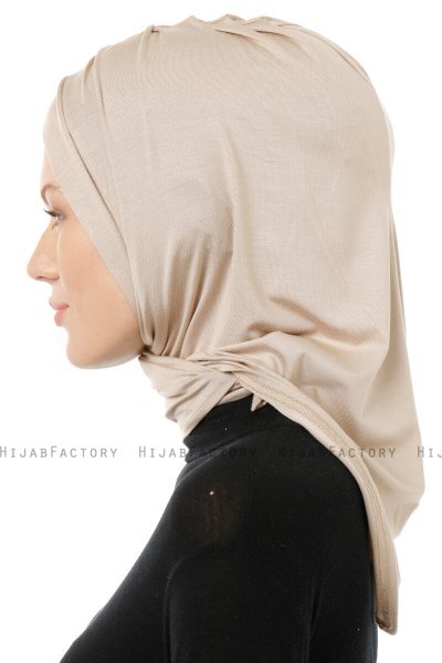 Isra Cross - Ljus Taupe One-Piece Viskos Hijab