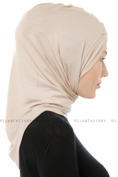 Isra Cross - Ljus Taupe One-Piece Viskos Hijab