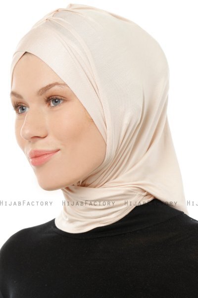Isra Cross - Beige One-Piece Viskos Hijab
