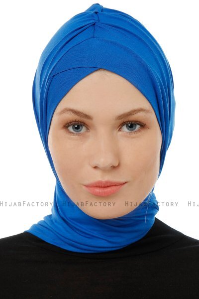 Isra Cross - Blå One-Piece Viskos Hijab