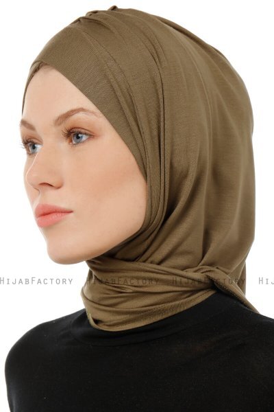 Isra Cross - Khaki One-Piece Viskos Hijab