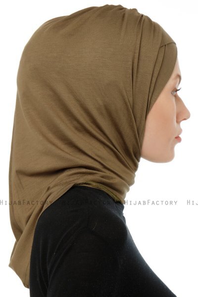 Isra Cross - Khaki One-Piece Viskos Hijab
