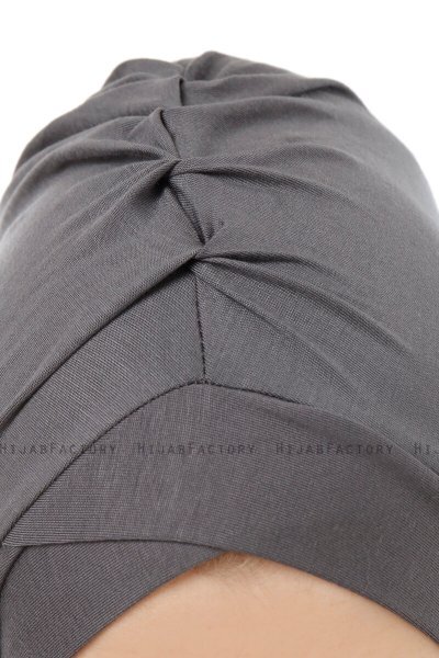 Isra Cross - Mörkgrå One-Piece Viskos Hijab