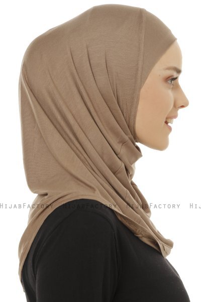 Hanfendy Plain Logo - Mörk Taupe One-Piece Hijab