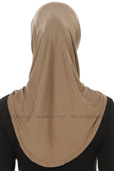 Hanfendy Plain Logo - Mörk Taupe One-Piece Hijab