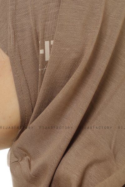 Hanfendy Plain Logo - Mörk Taupe One-Piece Hijab
