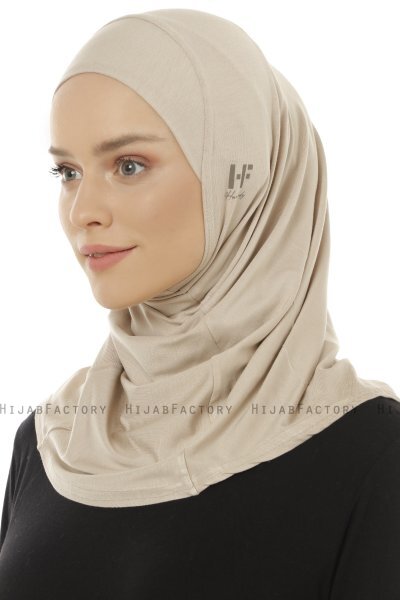 Hanfendy Plain Logo - Ljus Taupe One-Piece Hijab