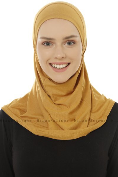 Hanfendy Plain Logo - Senapsgul One-Piece Hijab