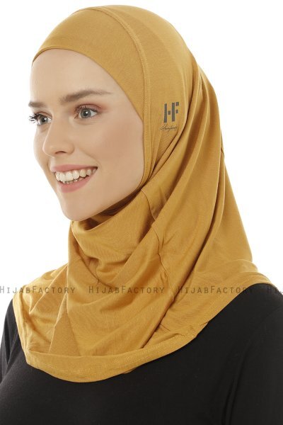 Hanfendy Plain Logo - Senapsgul One-Piece Hijab
