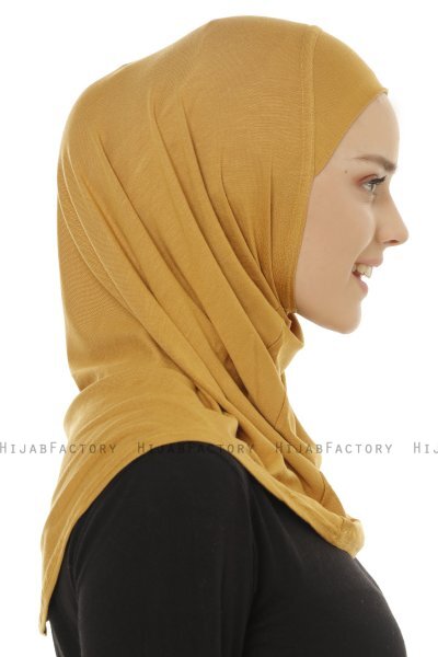 Hanfendy Plain Logo - Senapsgul One-Piece Hijab