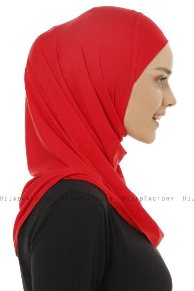 Hanfendy Plain Logo - Röd One-Piece Hijab