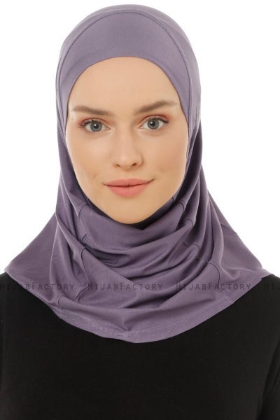 Hanfendy Plain Logo - Mörklila One-Piece Hijab